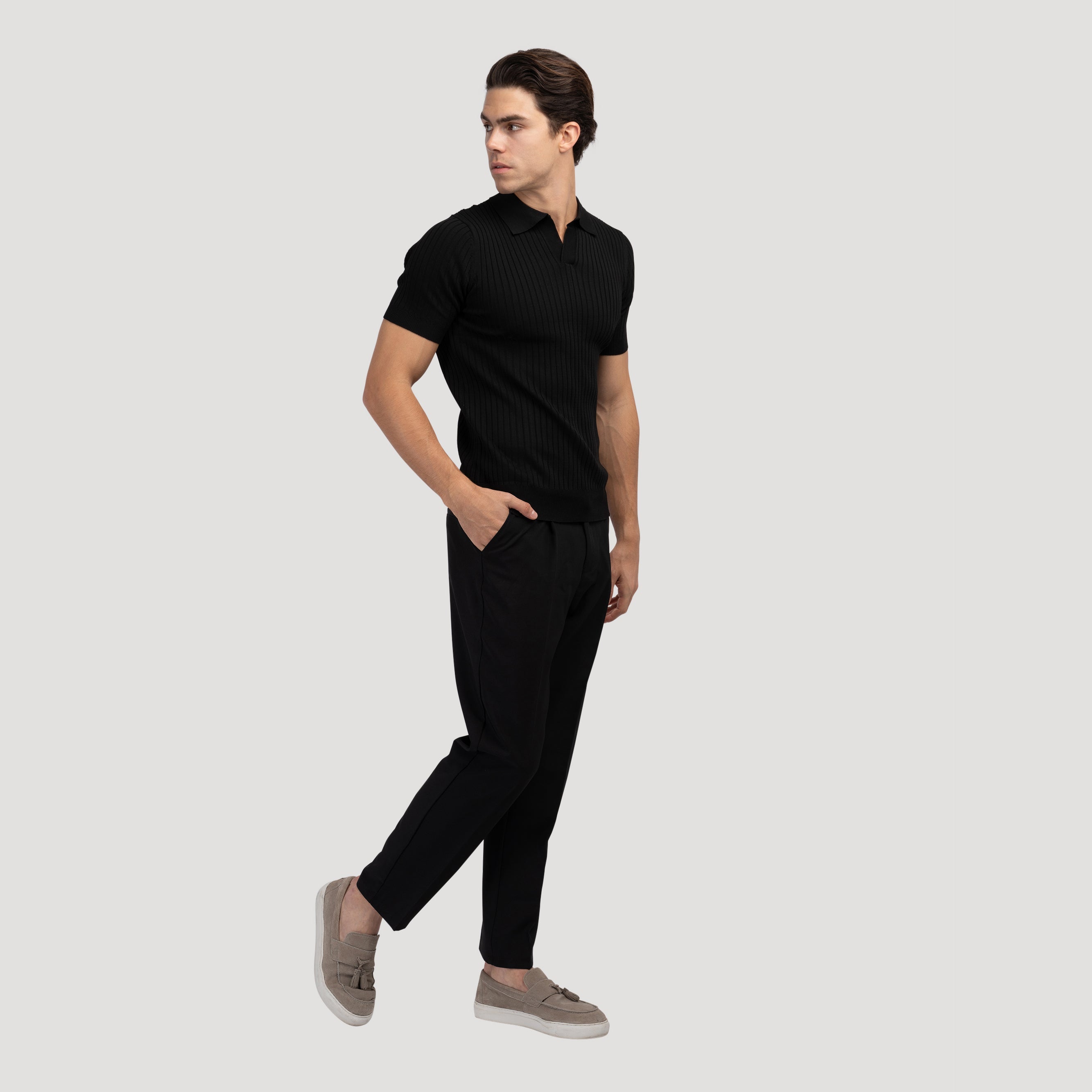 House of Whitmore | Cotton-Blend V-Neck Polo Shirt
