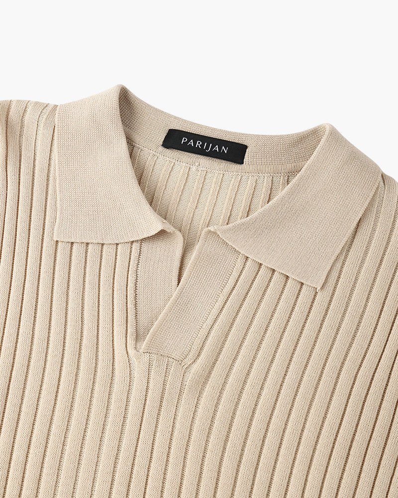 House of Whitmore | Cotton-Blend V-Neck Polo Shirt