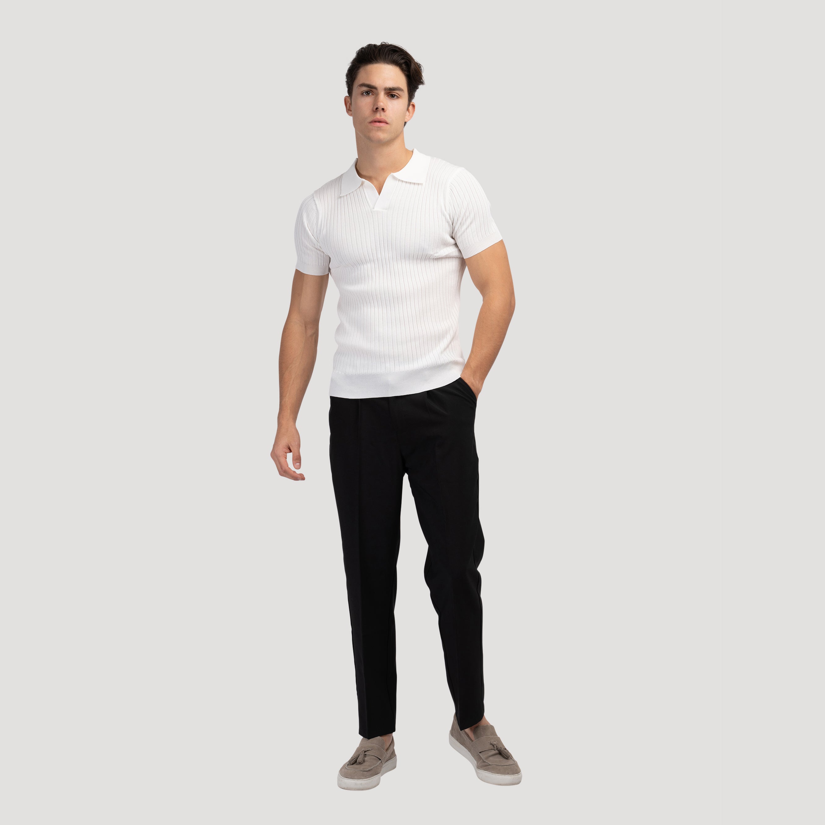 House of Whitmore | Cotton-Blend V-Neck Polo Shirt