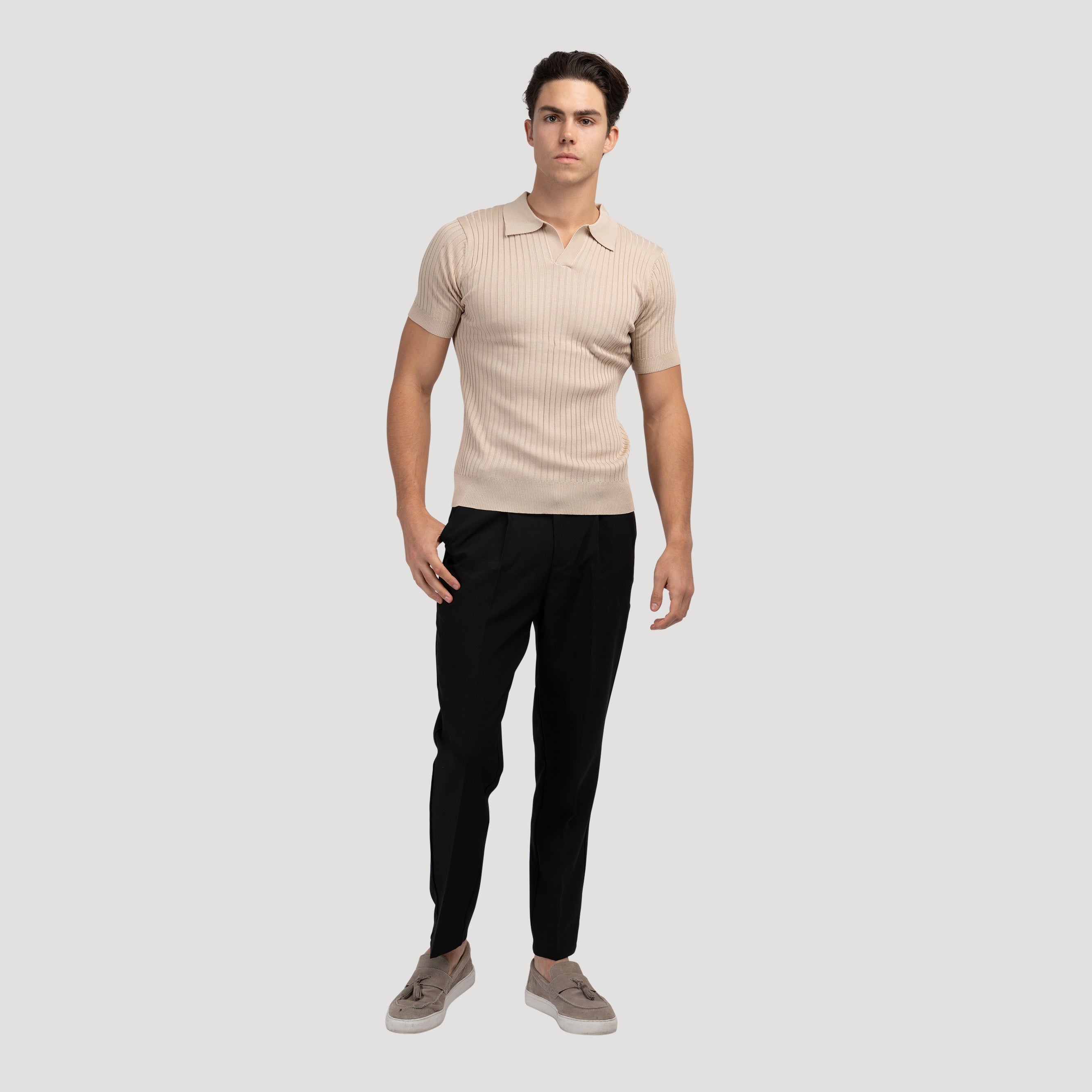 House of Whitmore | Cotton-Blend V-Neck Polo Shirt