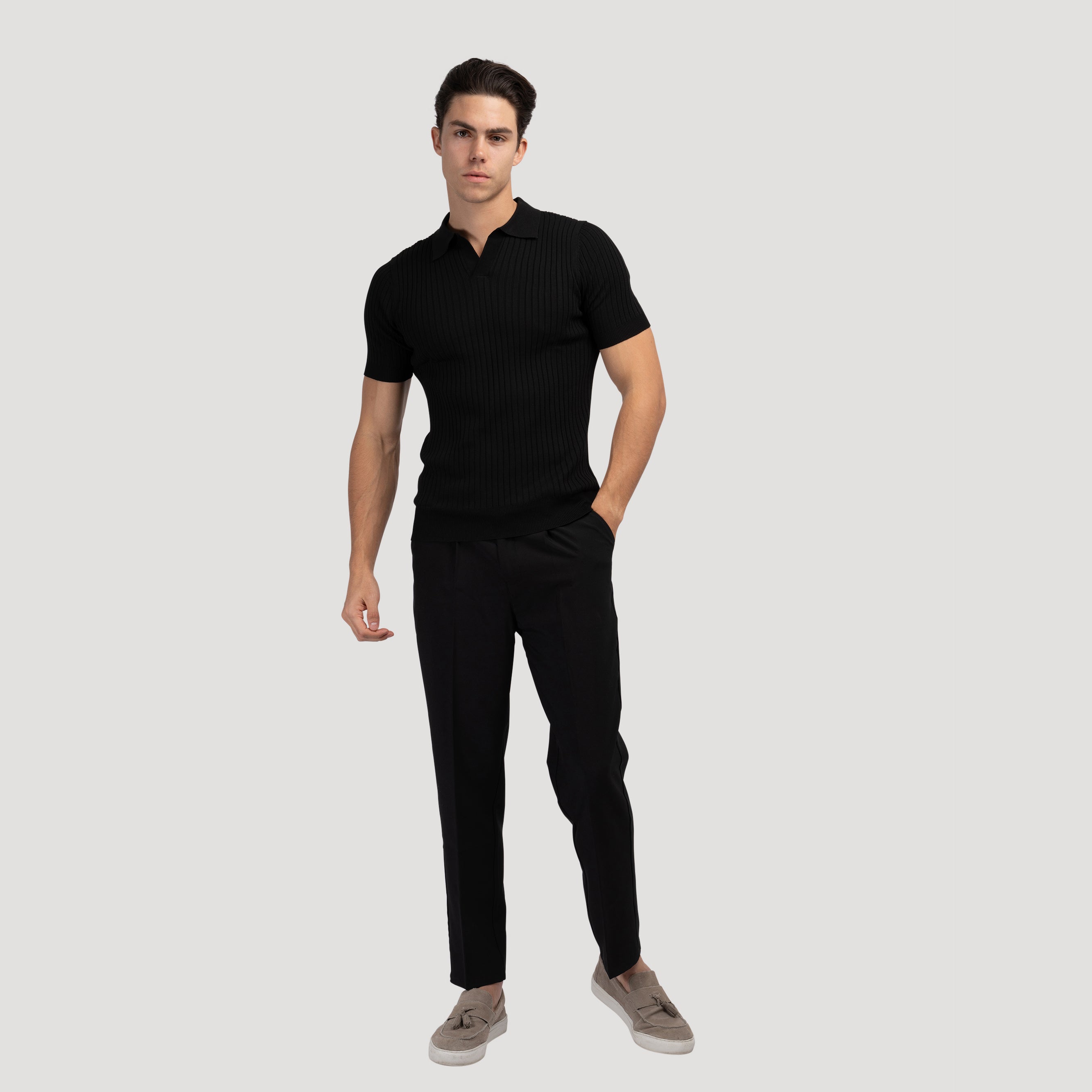 House of Whitmore | Cotton-Blend V-Neck Polo Shirt