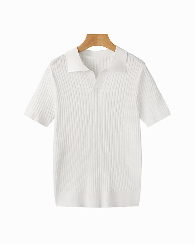 House of Whitmore | Cotton-Blend V-Neck Polo Shirt